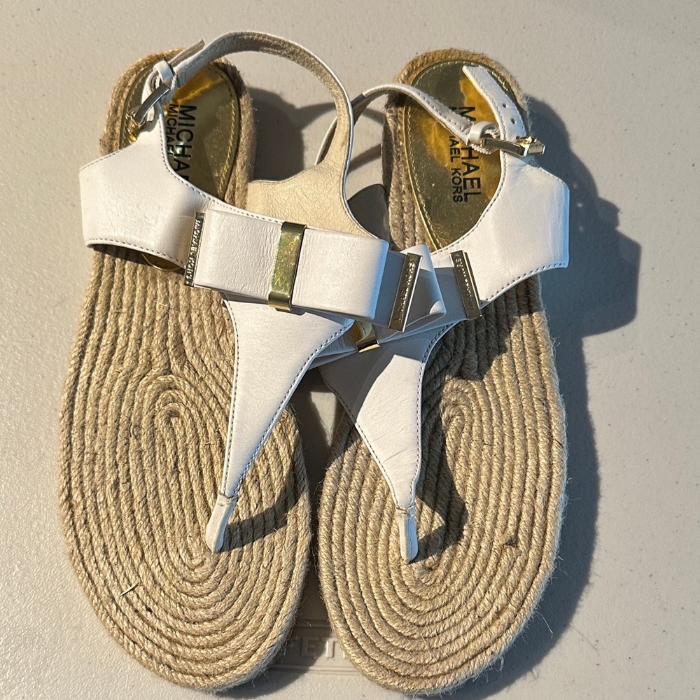 Michael Kors White and Gold Sandals
